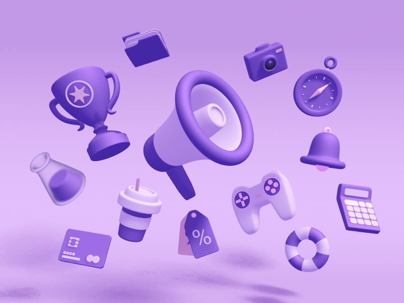 Purple 3D Icons